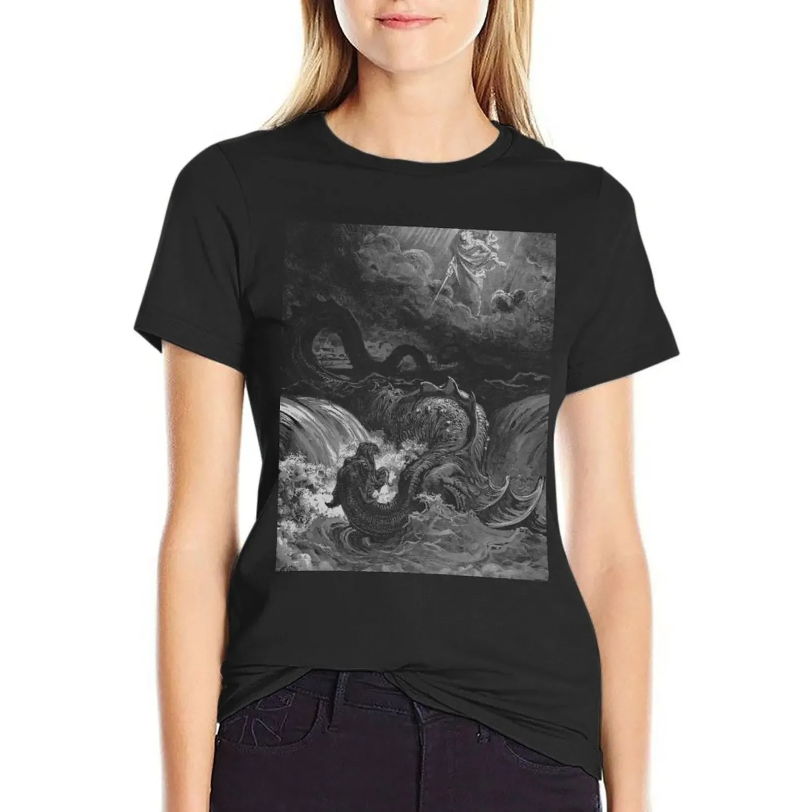 

LEVIATHAN-Gustave Dorè T-Shirt cute clothes quick-drying plain customs fashion woman blouse 2025