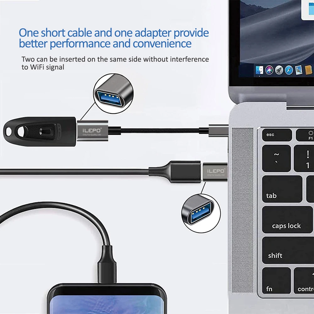 4PCS/Set Type C To USB 3.0 Cable Adapter OTG Data Converter Cord USB C Male to USB 3.0 Female Cable For Huawei Xiaomi USB Phone