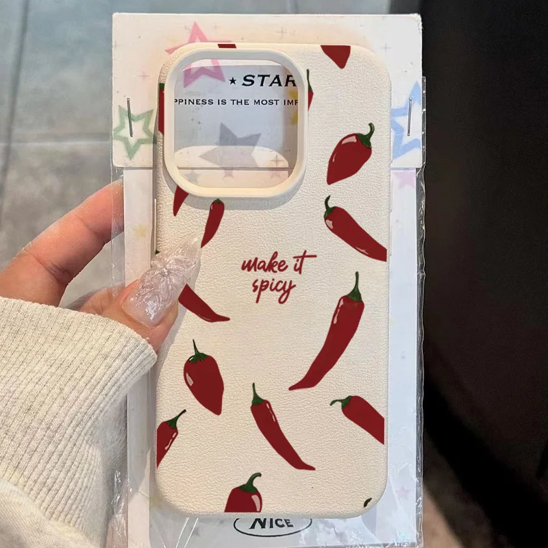Funda de teléfono con patrón de pimiento rojo para iPhone 17 16 15 14 13 12 11 Pro Max 16E 17 Air 15 14 Plus X XR XS, funda suave a prueba de golpes