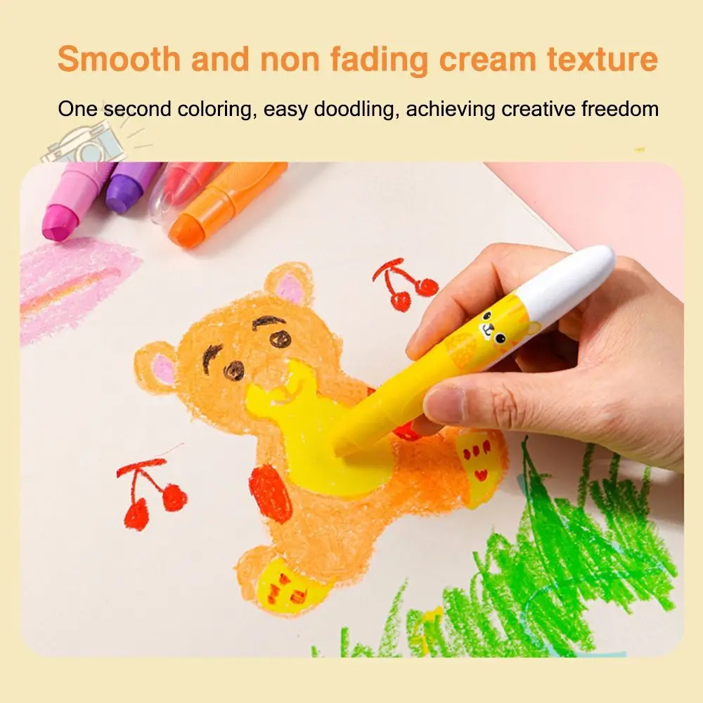 Cute Quick Dry 12 Color Drawing Pens Washable Non-dirty Hand Colorful Crayons Water-Soluble Twistable Coloring Sticks