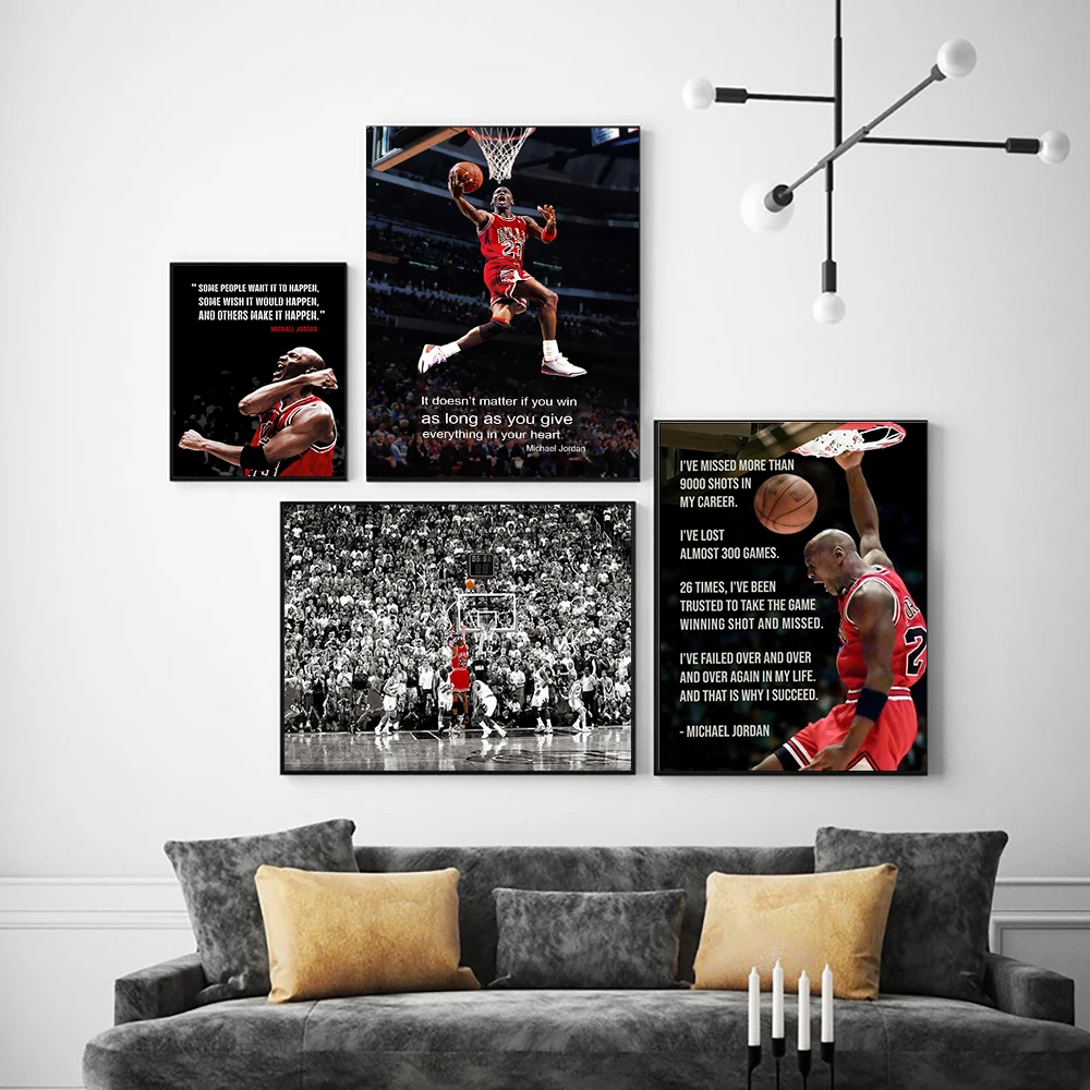 

Basketball Poster MJ J-Jordan Slam Dunk Contest Picture Art Print Youth Boys Room Wall Decoration Canvas Painting - Frameless Bo
