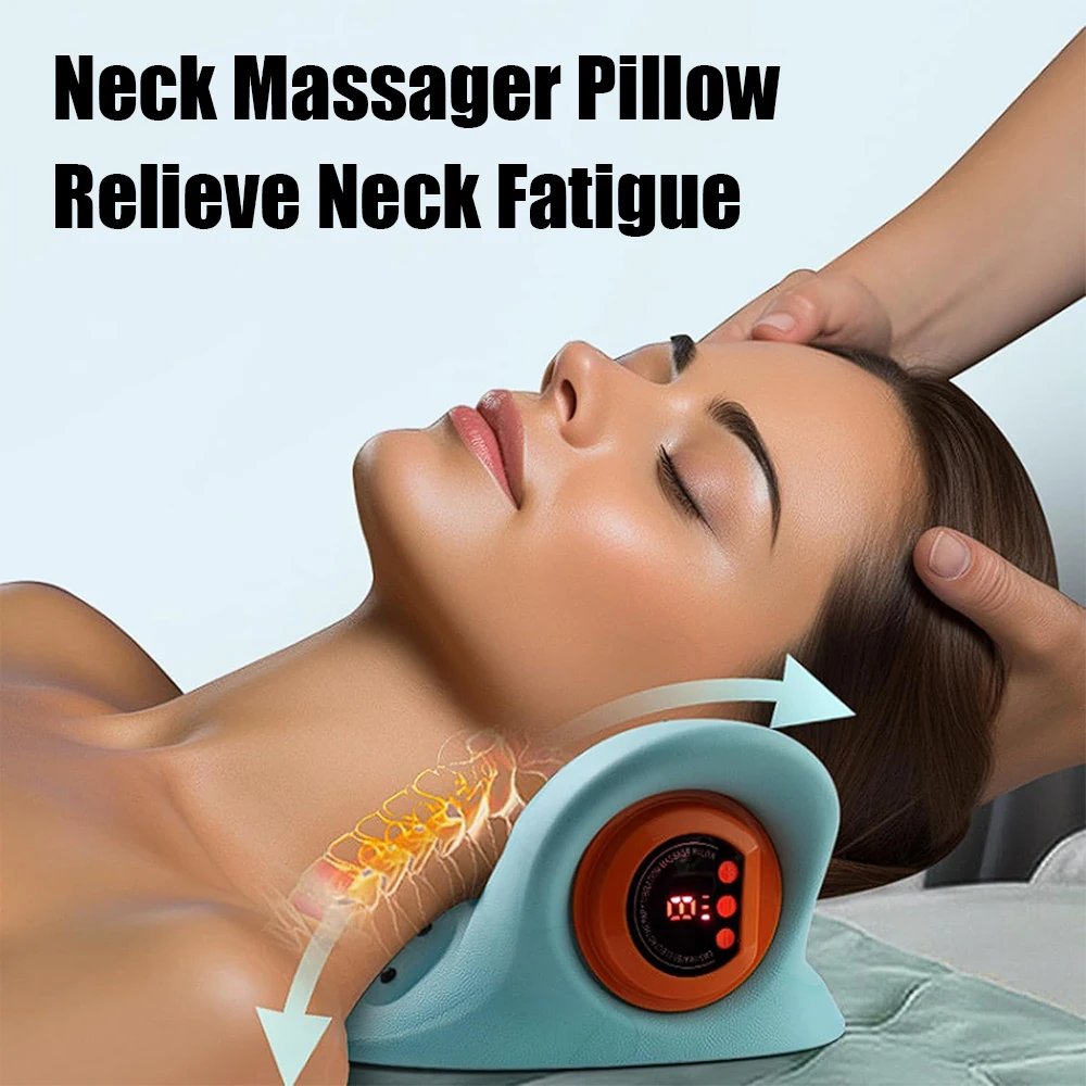 

Neck Massager Pillow with Heat, Pulse Massage, Relieve Neck Fatigue, Cervical Traction, 2 - Way Stretch, Multiple Modes