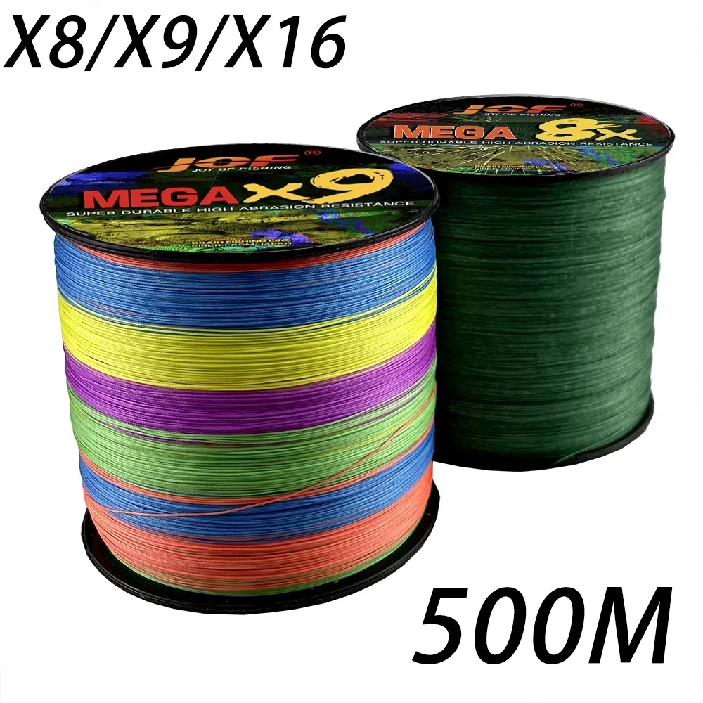 

JOF 8 нитей 9 нитей 16 нитей устойчивая к истиранию оплетка полиэтиленовая леска супер прочная леска против укуса 18-200 фунтов рыболовные инструменты 500 м