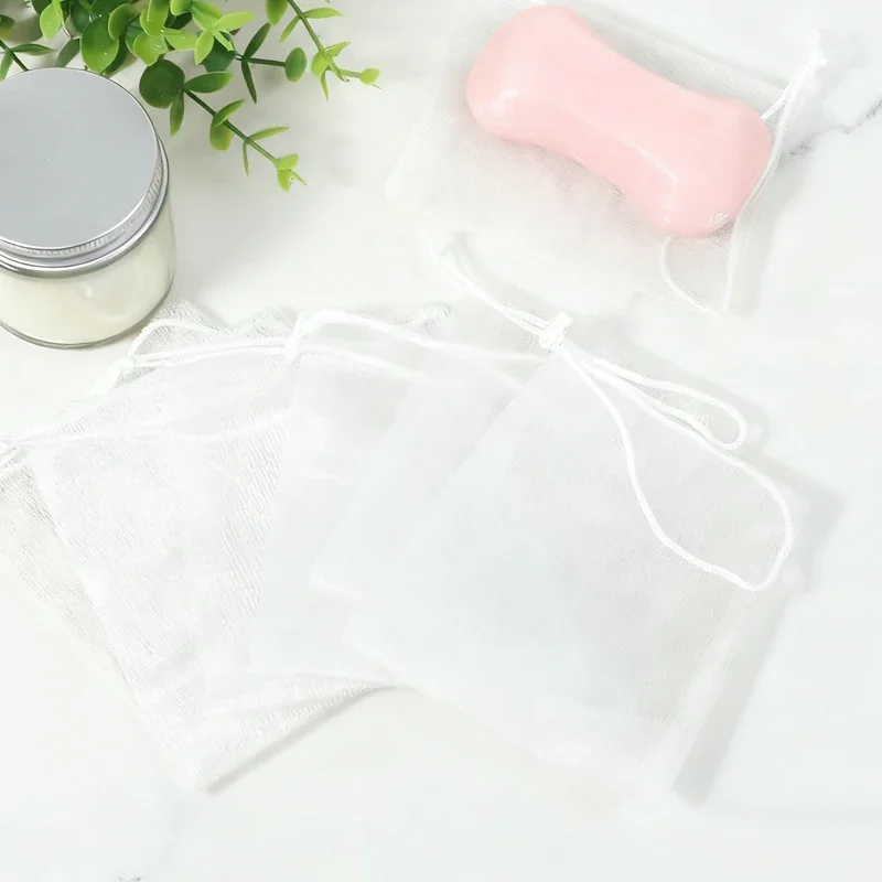 5-50pcs Soap Foaming Net Bags Facial Cleanser Soap Exfoliating Mesh Drawstring Bag Shower Body Wash Bathroom Cleaning Supplies