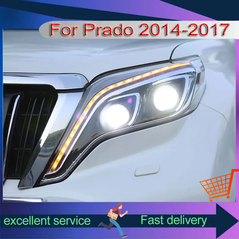 

Car For Toyota 2014-2017 Prado LC150 Headlight Upgrade DRL Front Lamp LED Dynamic Turn Signal Projector Lens Auto Accessories