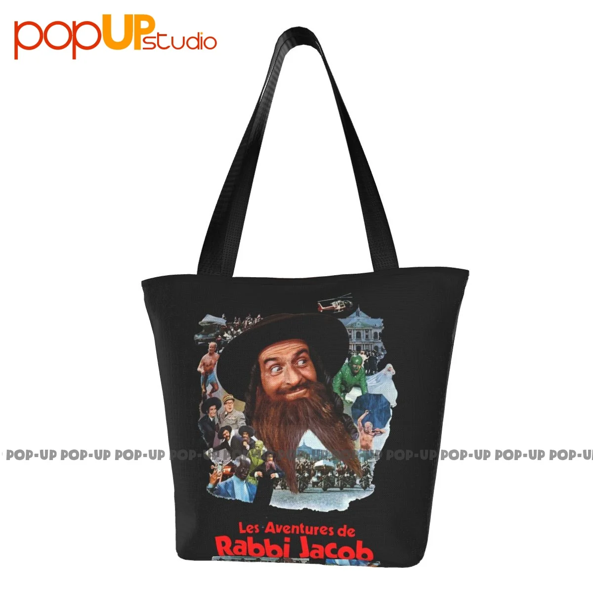 Louis De Funes The Mad Adventures Of Rabbi Jaco Casual Handbags Polyester Shopping Bag Eco-Friendly