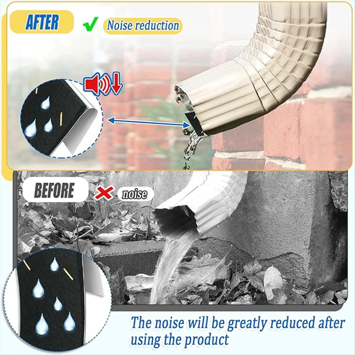 A24I Gutter Noise Dampener- 2 Pack Rain Gutter Downspout Portable Gutter Adjustable Gutter Drip A