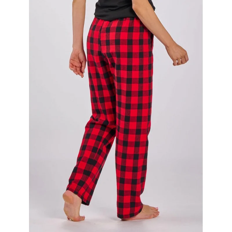 

Новые домашние пижамные штаны с высокой талией для родителей и детей, черные и красные домашние повседневные брюки в клетку