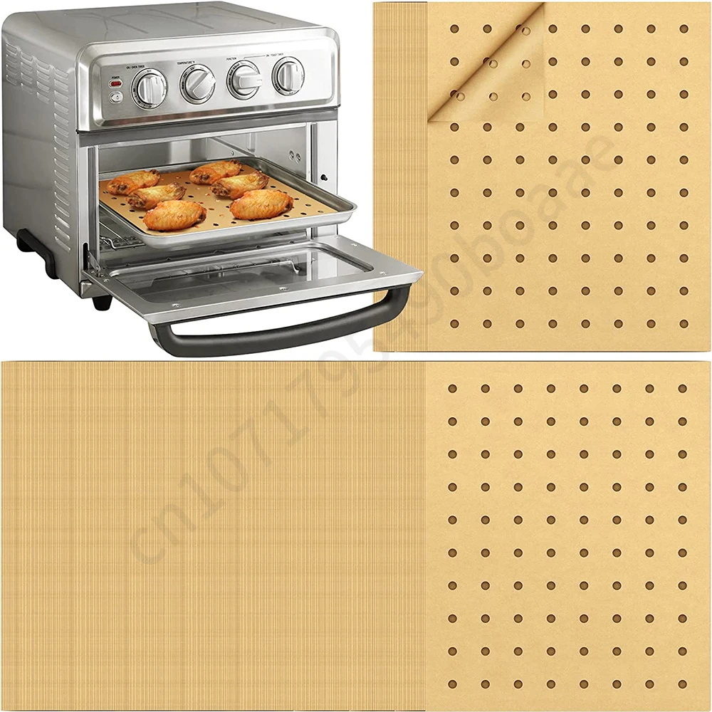 

Air Fryer Disposable Parchment Paper Liners 50pcs 30x32cm Perforated Rectangular Paper Sheets Basket Liner Accessories