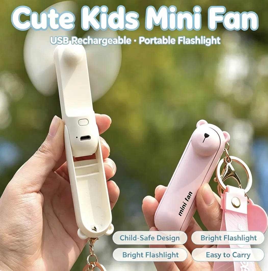 Cute Mini Fan Portable Hand Fold Bedside Office USB Charge Battery Table Desk Cooling USB Cooling Folding Handheld Fan