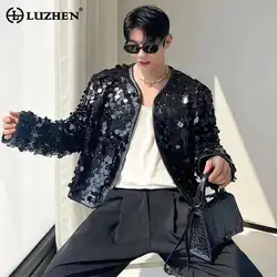 LUZHEN Sequin Splicing Design Personalized Trendy Jackets Original Stylish Handsome Street High Men's Short Coat Clothes LZ3310