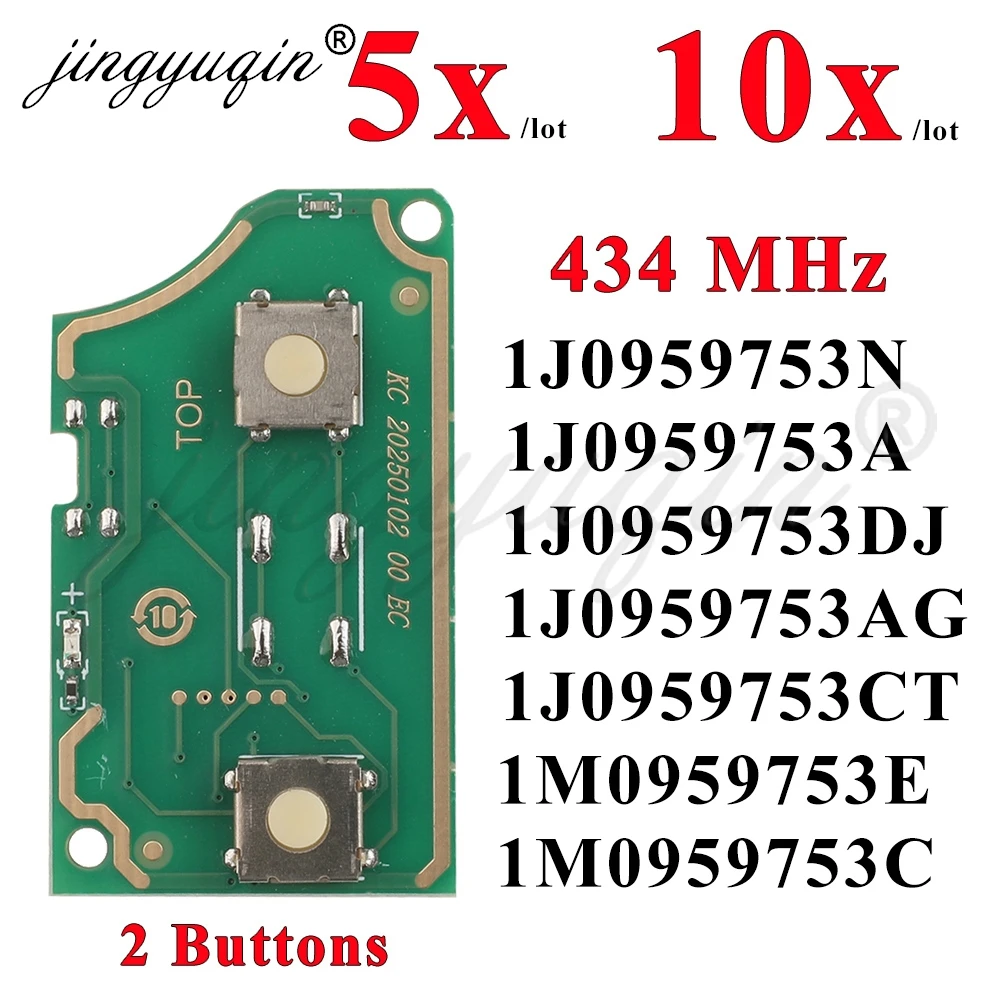 

Плата управления дистанционным ключом автомобиля 5/10X 1J0959753A/N/DJ/AG/CT 1M0959753E/C 434 МГц для VW Passat Golf Polo MK4 Skoda Seat 2BTN Fob PCB