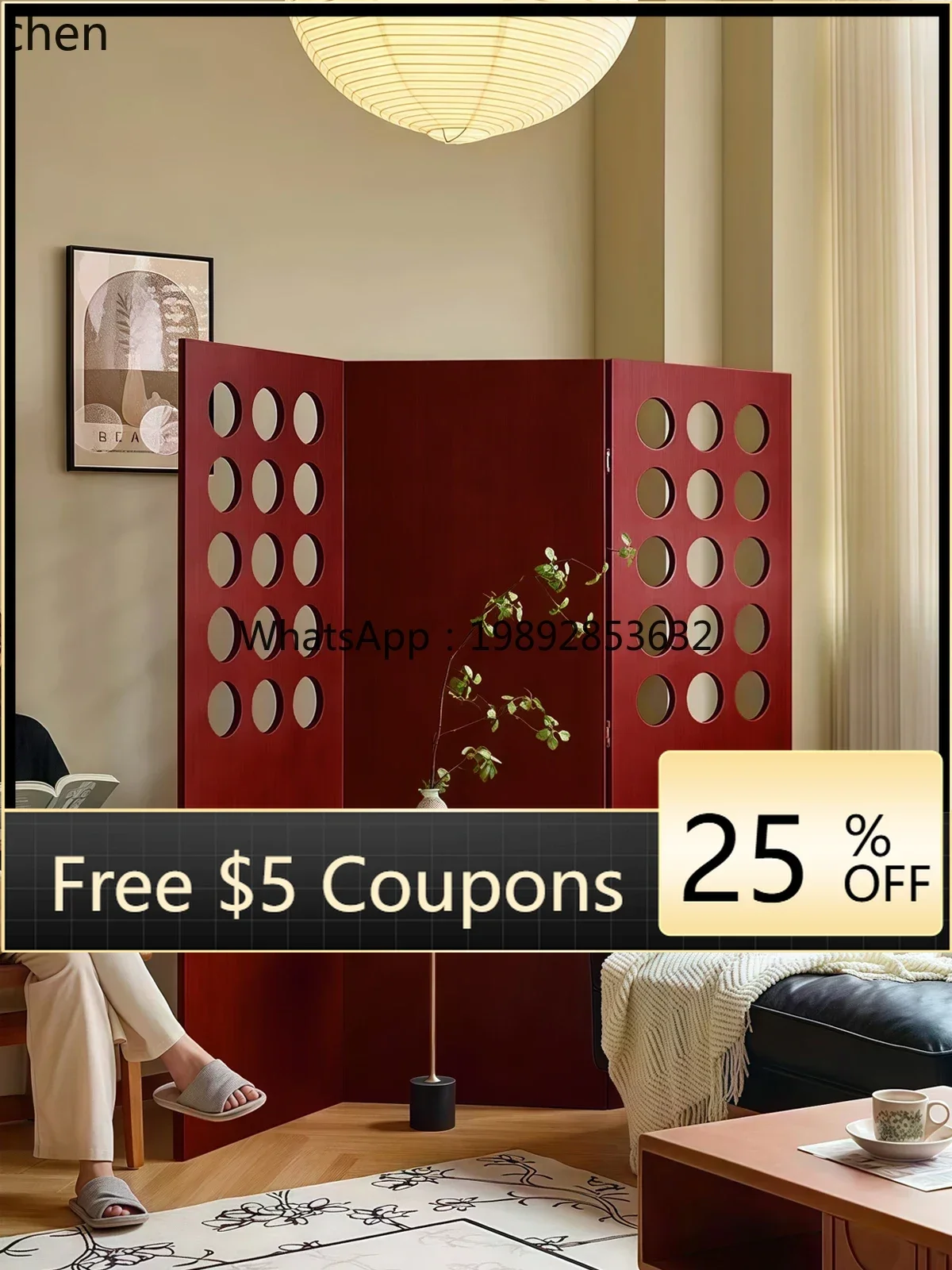 

ZZ Chinese Style Screen Living Room Folding Mobile Partition Simple Fashionable Entrance Blocking Vintage Light Luxury
