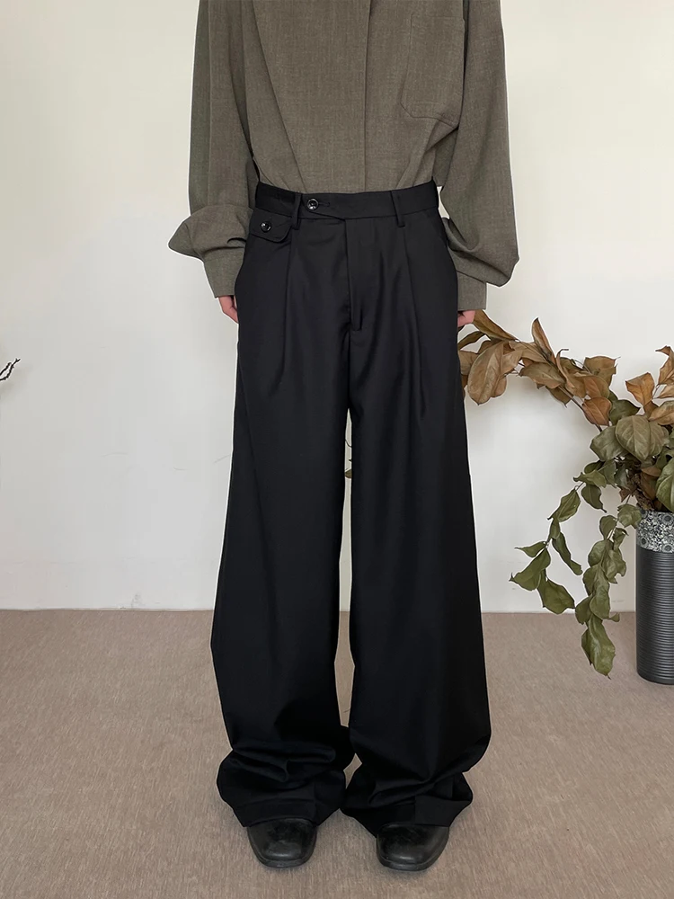 Loose Casual High Waist Wide Leg Pants Straight Cut Slimming Long Trousers Unisex Vintage Japanese Style Pure Color Youth Pol...