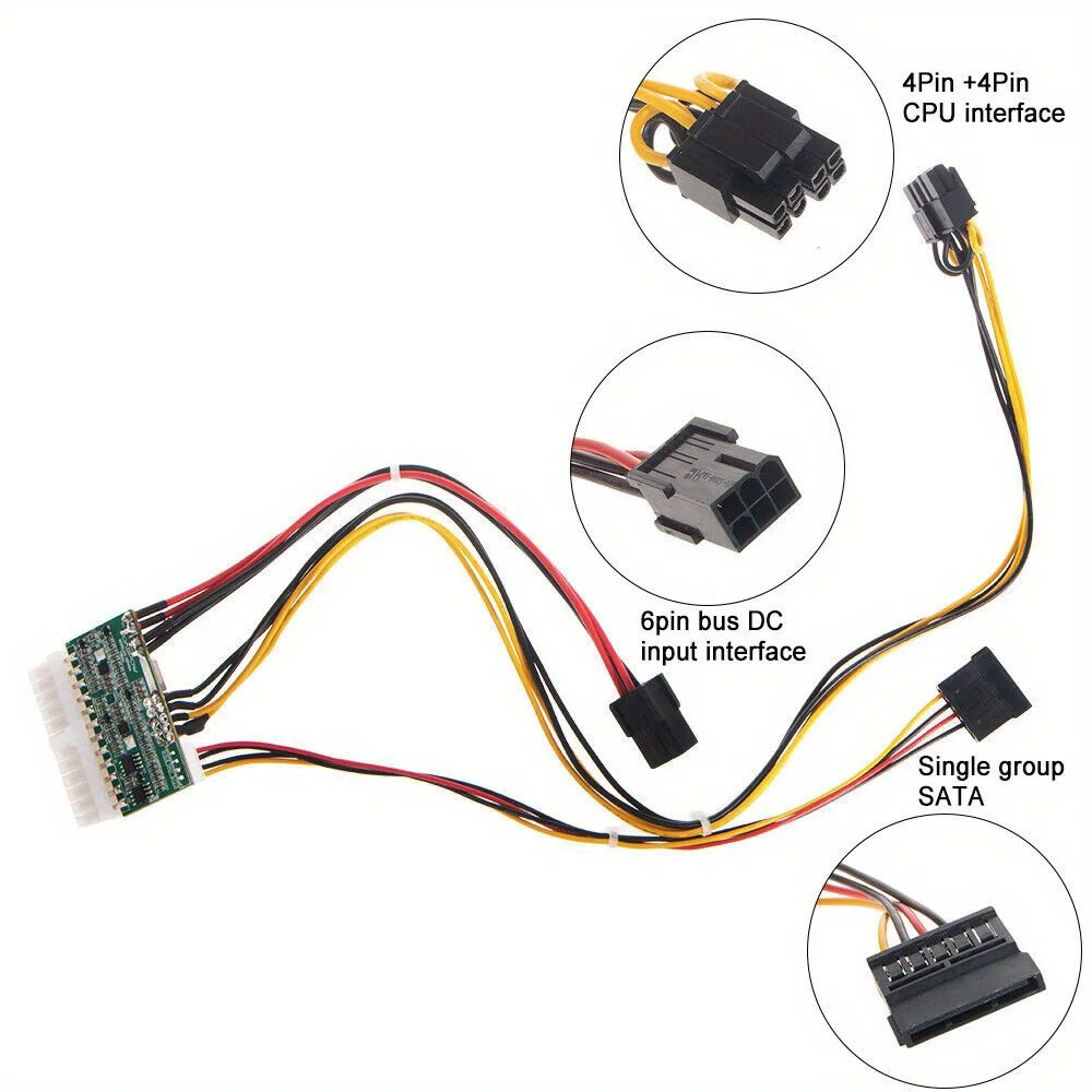 PCIE Entrada de 6 pinos DC 12V DC-ATX-300W 24 pinos PICO Switch PSU ATX Módulo de alimentação Fontes de alimentação