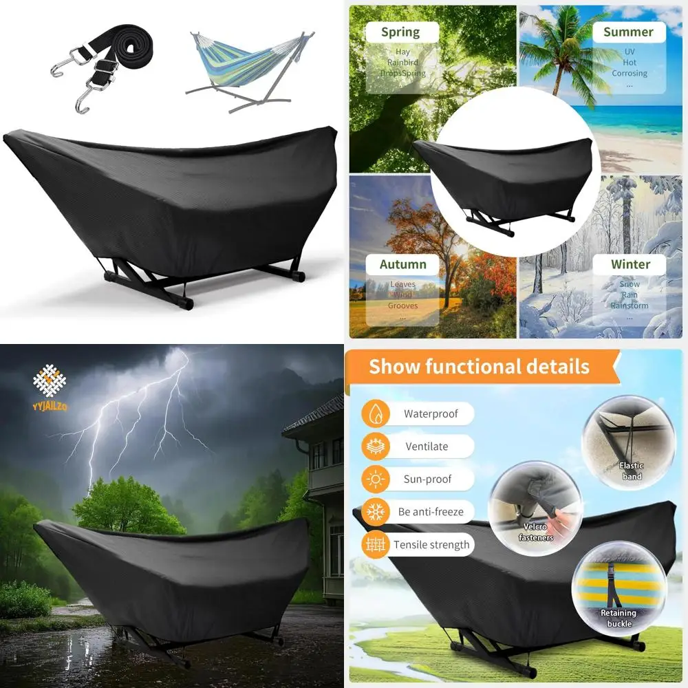 

Waterproof Outdoor Hammock Cover for 10-15FT Beds with Elastic Ropes, Adjustable Buckle, Zipper, and 420D Oxford Fabric