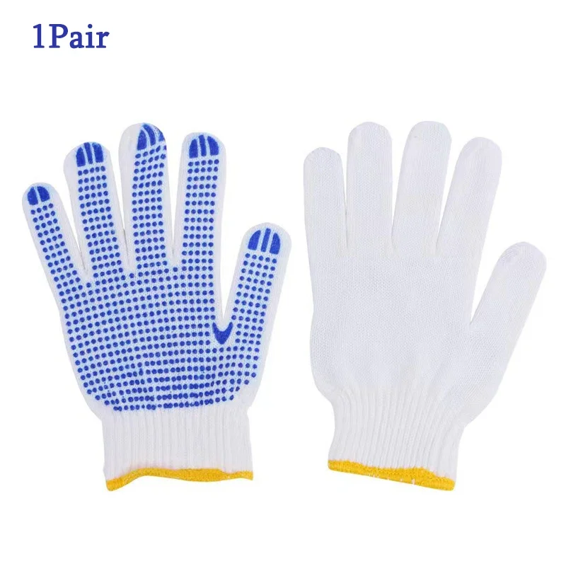 1/3/5 Pairs Work Gloves With Anti Slip Grip, PVC Dots Safety Cotton Protection ,For Painter, Mechanic Industrial Construction