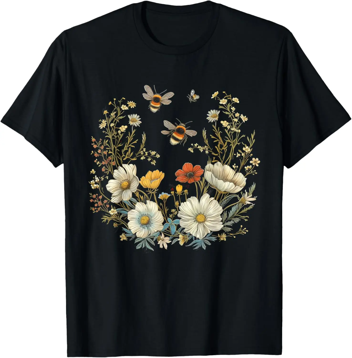 

Футболка Bees Flowers Cottagecore с цветочным принтом ботанического пчеловода