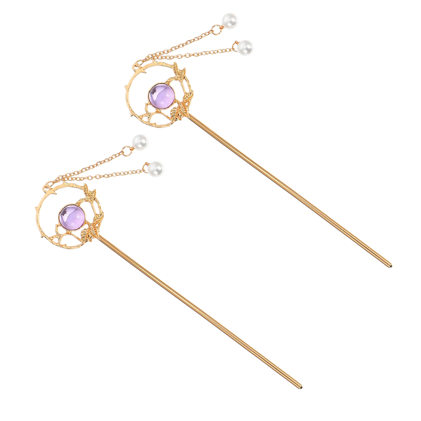

2Pcs Rhinestone Hair Chopsticks Classic Chinese Pins Long Tassel Vintage Hairpins Zinc Alloy ABS Elegant Accessories Wedding