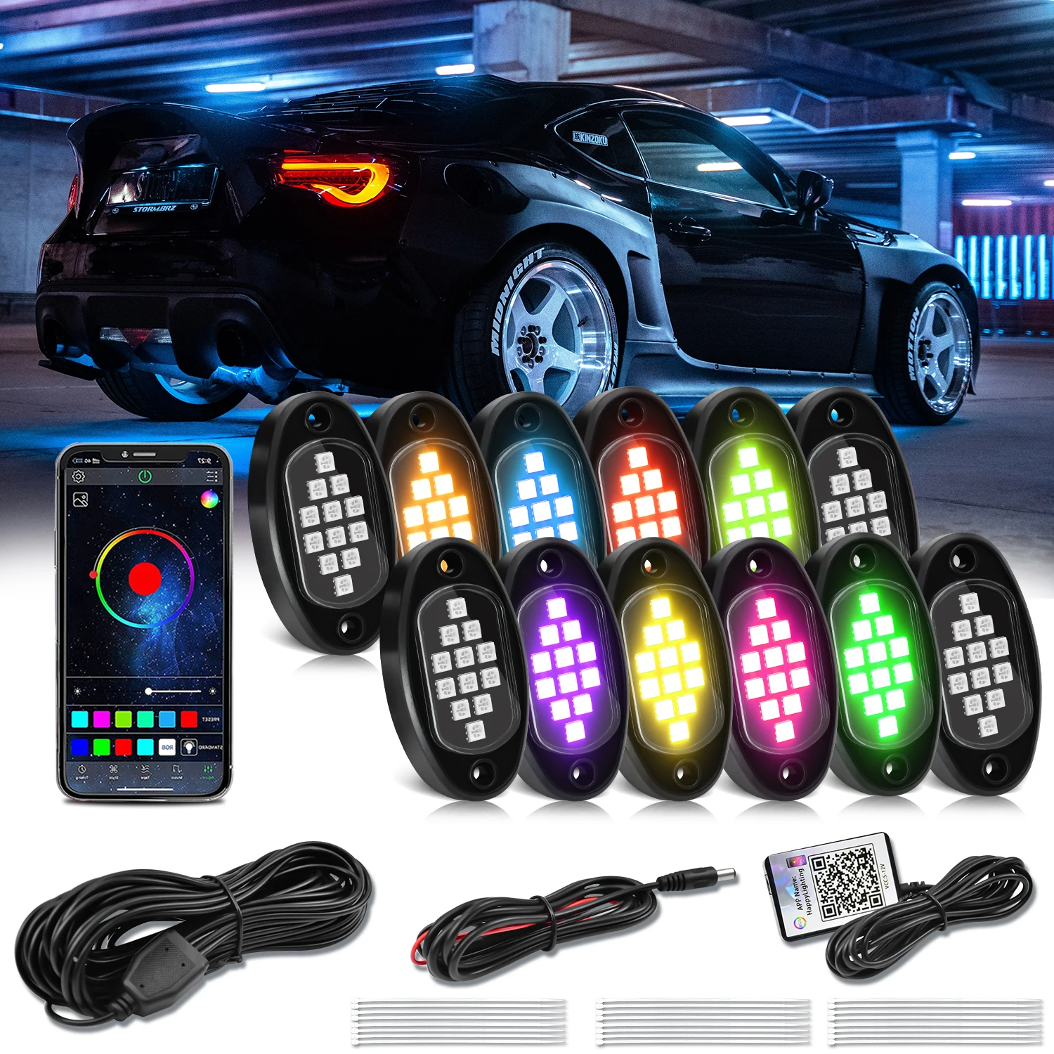 

Car Ambient LED Chassis Strip Light APP Control PCB Flexible LED for Holding LED Decorative Chassis 4x4 Off-road Ambient Light