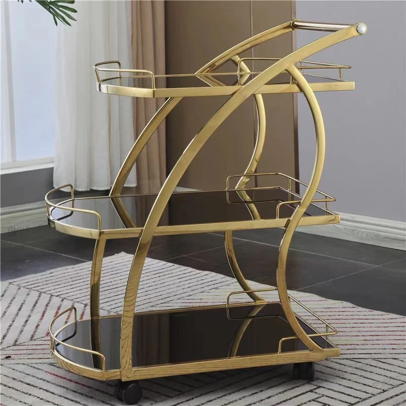 

Hand Push Stainless Steel Food Delivery Cart Dim Sum