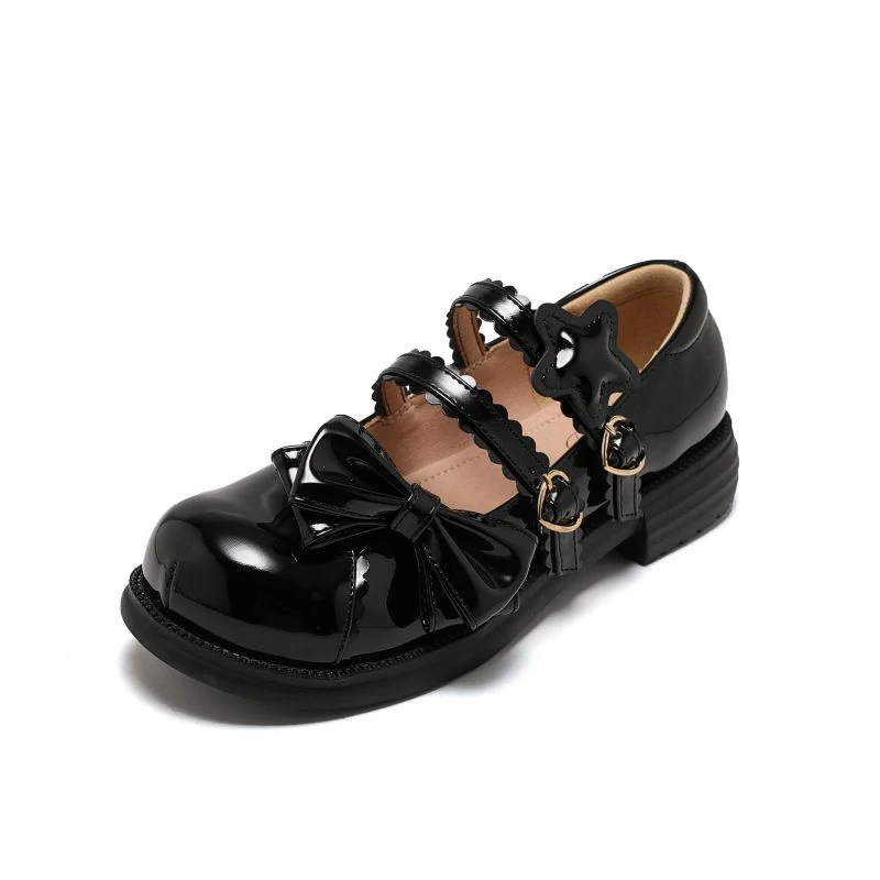 

Original Cute Lolita Japanese Lo Round Toe Shoes Lolita Comfortable Thick Sole Versatile Student Shoes Lace Buckle Strap Shoes
