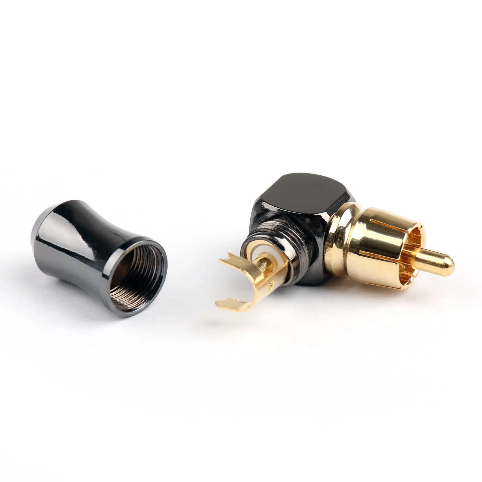 สําหรับขั้วต่อ RCA ชาย L ประเภท 90 องศามุมขวาข้อศอกสําหรับลําโพง RCA Audio Conector สําหรับบัดกรีสายวิดีโอ Part