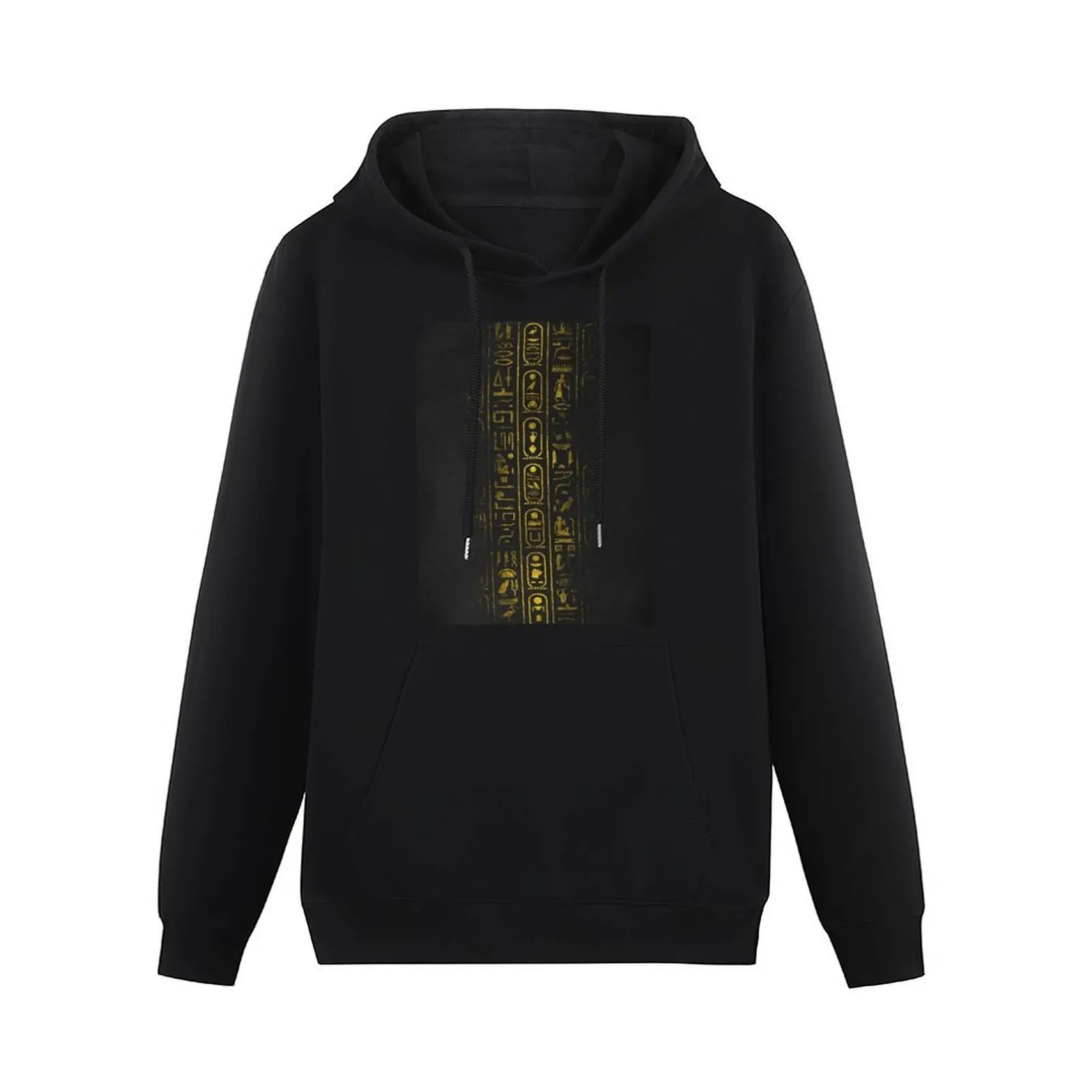 Grunge Egyptian Gold hieroglyphs on black paper Pullover Hoodie men's clothing autumn hoodie