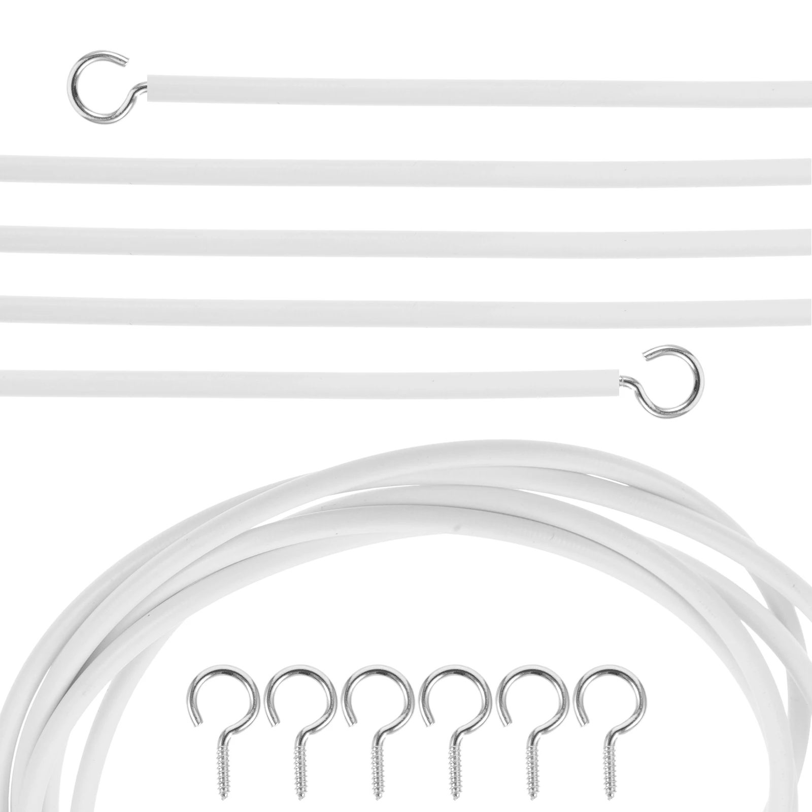 

2 Sets Spring Rope Sheep Eye Circle Hook Metal Hanging Wire Shower Curtains Wall Flexible Cable Bathroom Decor Accessories