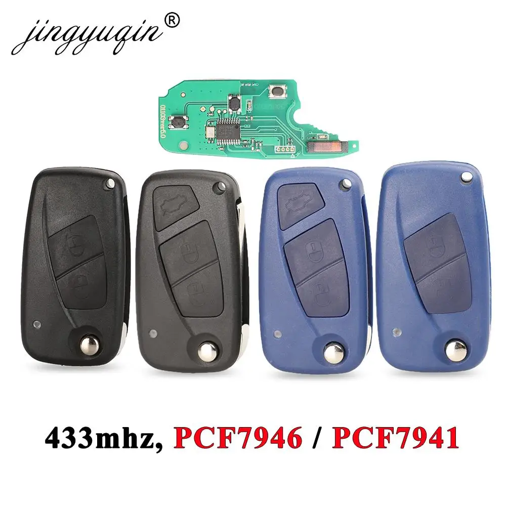 

jingyuqin 2 / 3 Buttons Flip Remote Key Delphi 433mhz for FIAt 500 Punto Ducato Stilo Panda Bravo Key ID46 PCF7946 / 7941 Chip