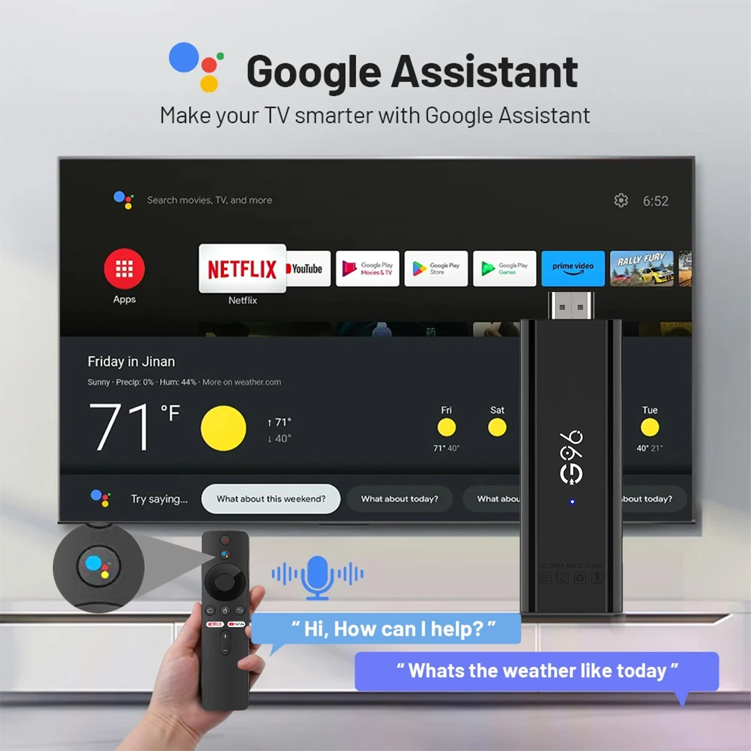 G96 عصا التلفاز Q6 الذكية جهاز استقبال للتليفزيون Netflix IATV 4K HDR10+ مساعد جوجل المزدوج 2.4G5GWifi أندرويد 13 يوتيوب مشغل الوسائط المتدفق