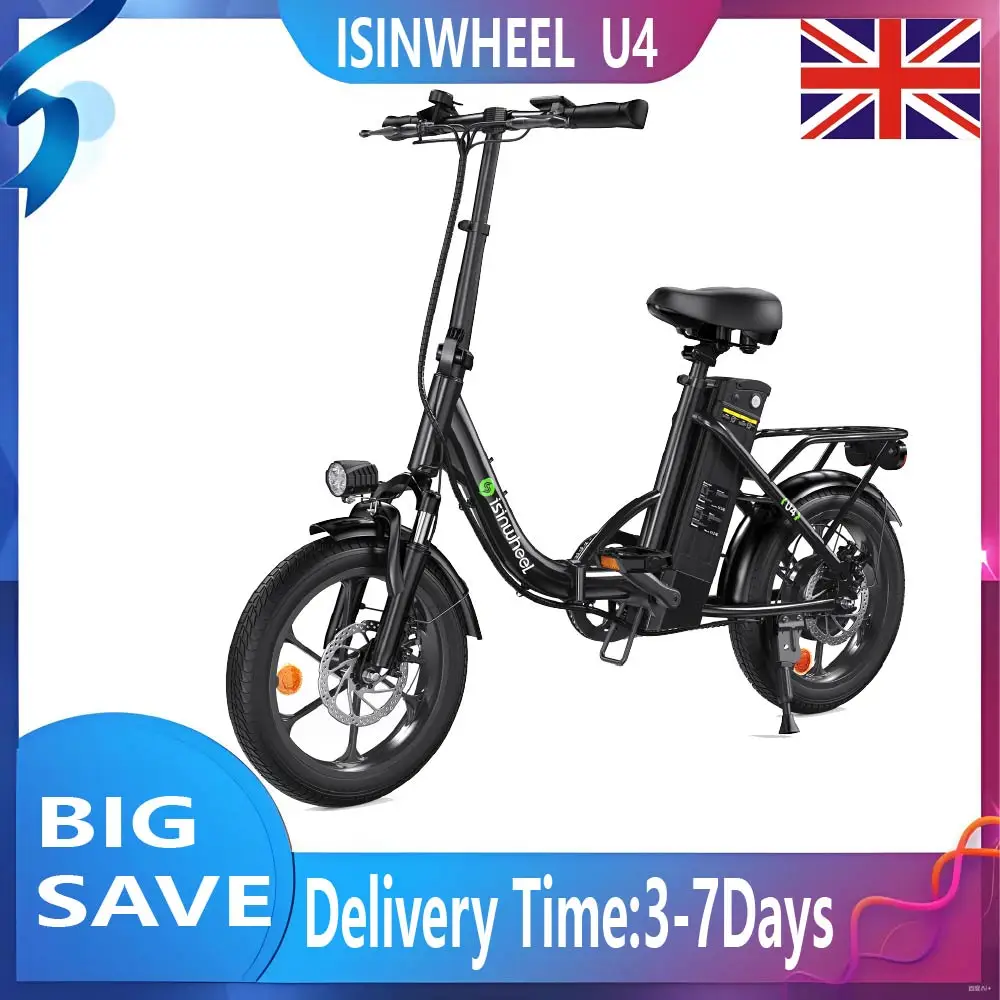 Isinwheel U4 adult E-bike 500W Men's folding Ebike 374.4WH detachable battery, city ebike,electric bicycle