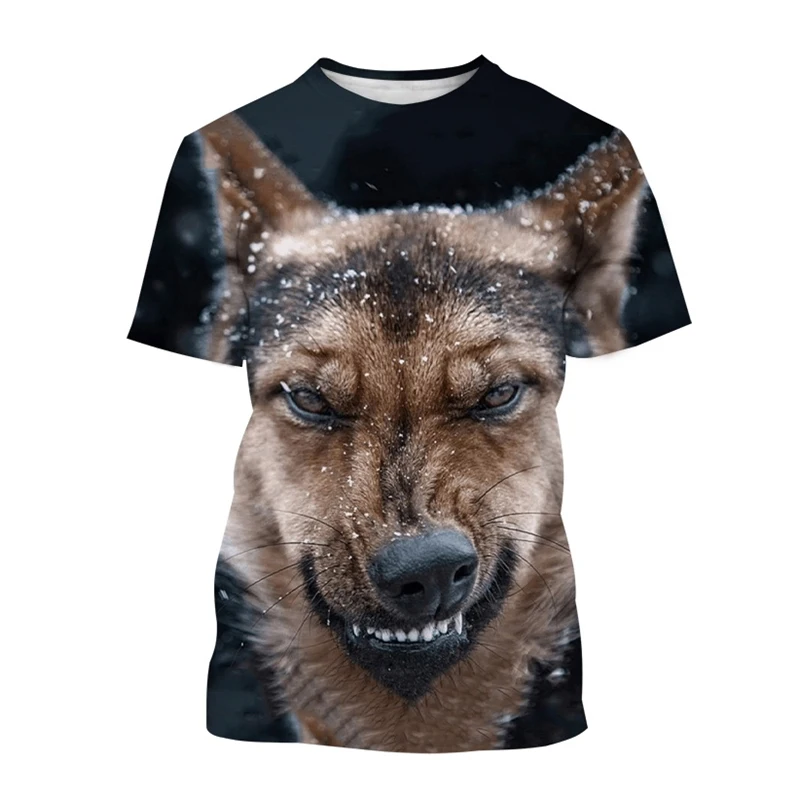 German Shepherd T-shirt Men's Clothing Short Sleeves O-neck T Shirt 3D Printed Cute Animal Outdoor Casual Fashion Funny Tees