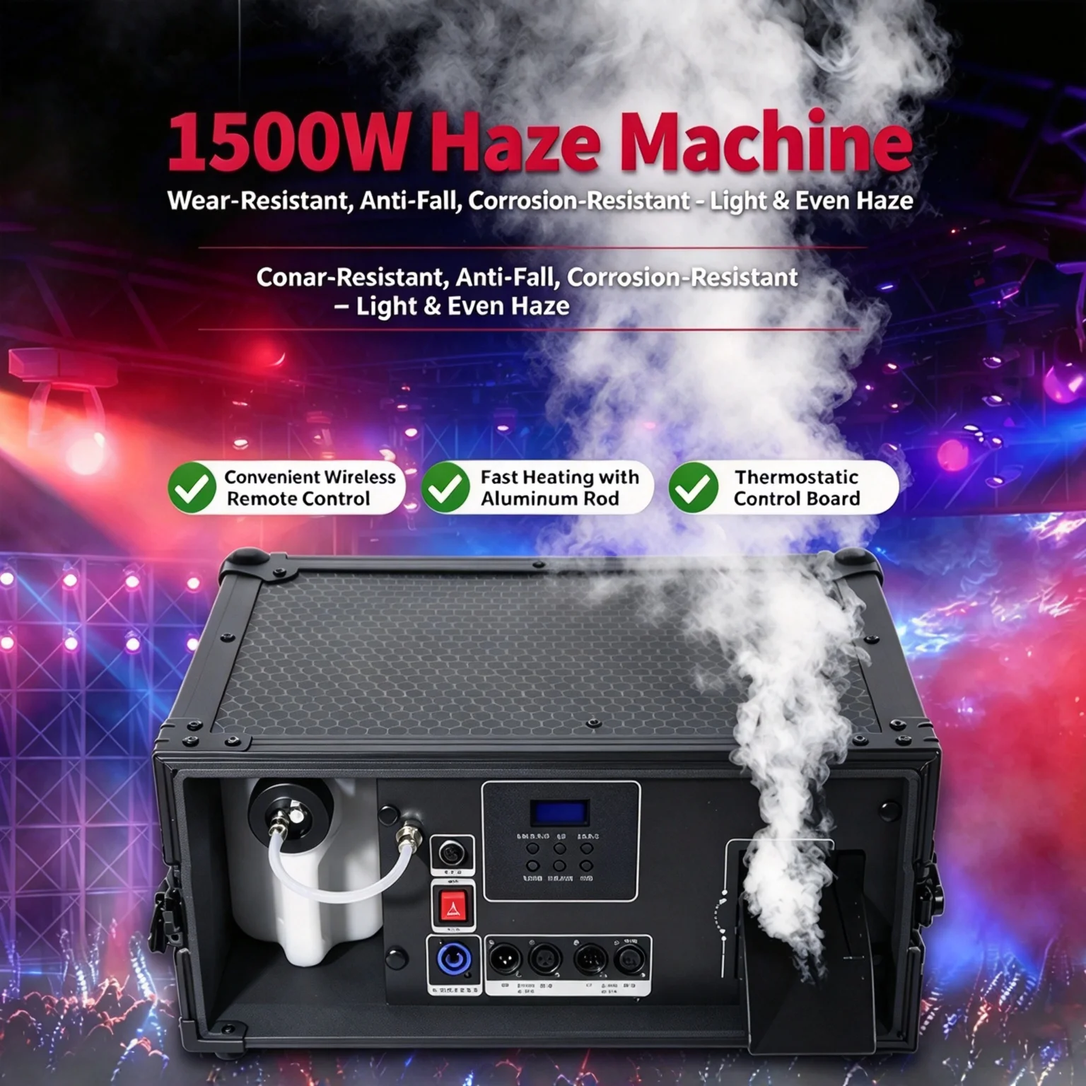 NEW DMX Fog Machine 1500W Mist Haze Machine with Flight Case Package Smoke Machine Stage Lighting Effect Dj Club Wedding Party