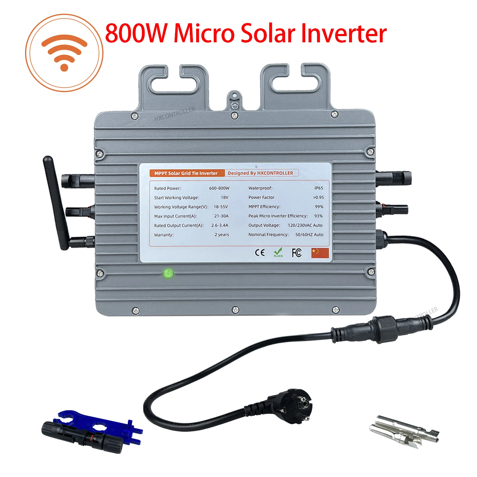 

WIFI IP65 800W Micro Solar Inverter 600W 700W On Grid Tie Home Inverter 18-55VDC 110V 220VAC For 2PCS 300W 350W 400W Solar Panel