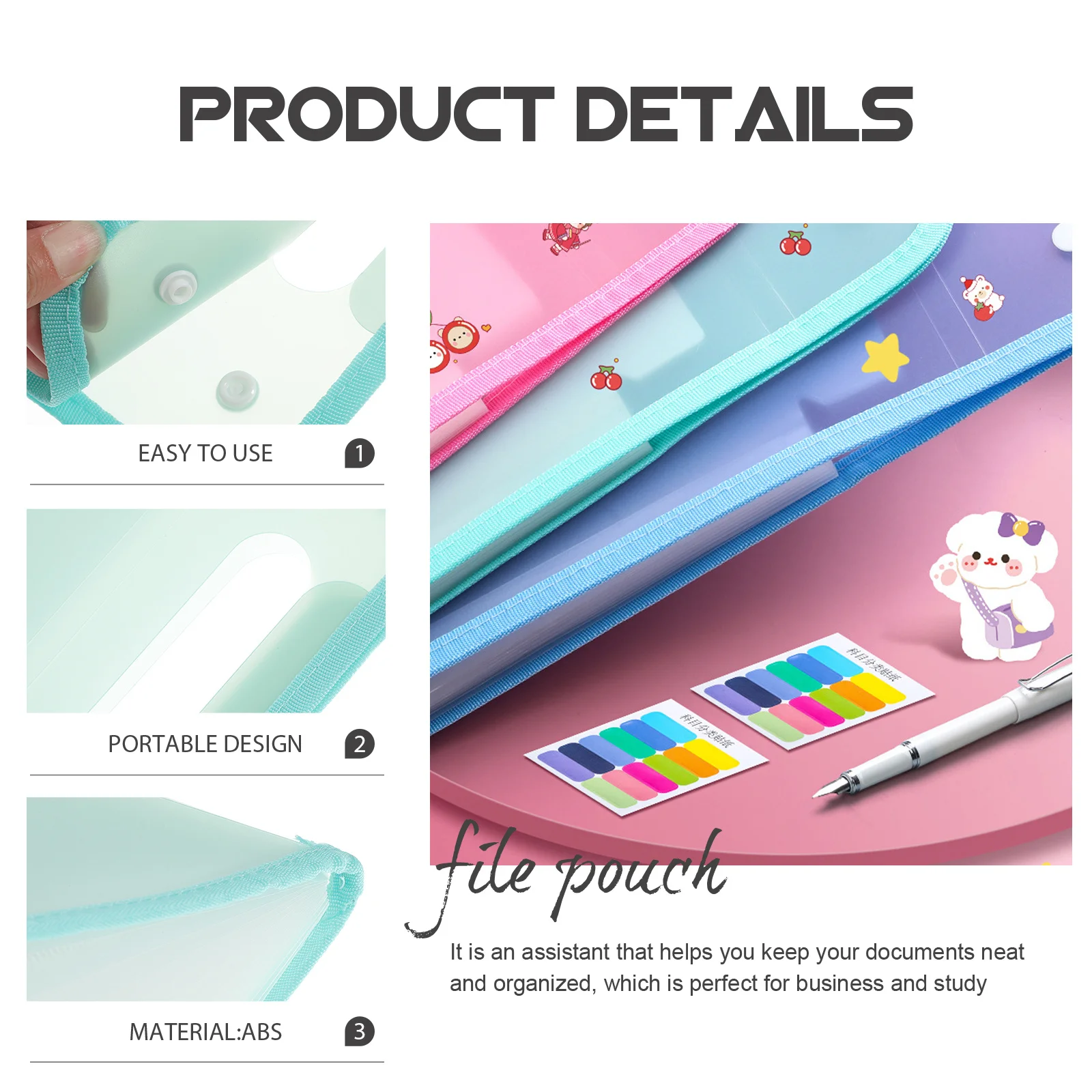 

File Storage Pouch Large Capacity Expanding File Folder Portable Multi Layer Organizer for Office School Document Sorting