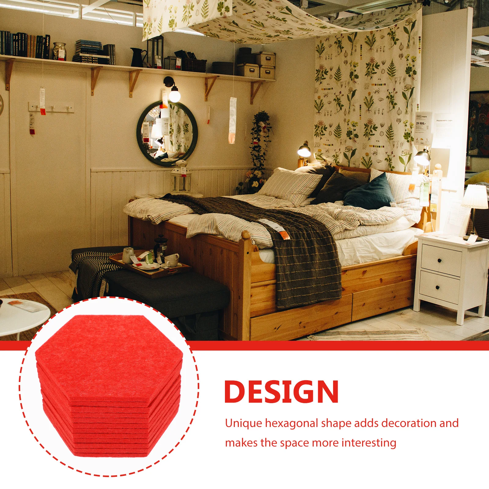 

12 шт., фетровая настенная декор, шестиугольная доска объявлений, красная самоклеящаяся фетровая плитка, доска объявлений для заметок, классный дисплей, звукоизоляционный коврик