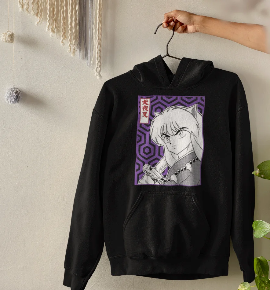 Cool Demon Sesshomaru Inuyasha Yokai Vintage Japanese Anime Black Unisex Hoodie