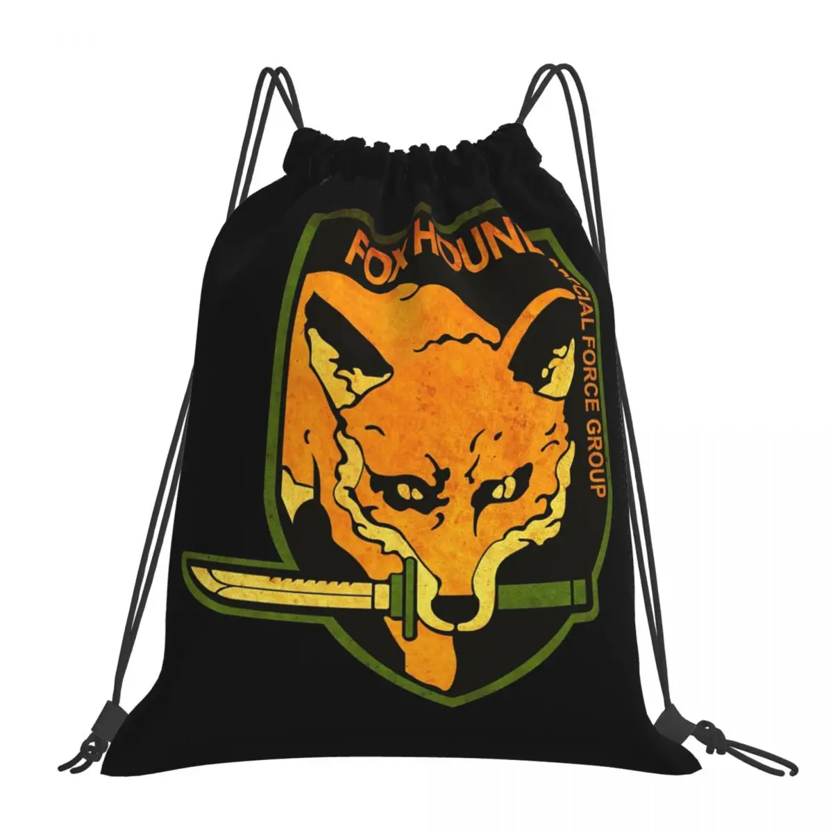 METAL GEAR SOLID Fox Hound Rust Logo Backpacks Drawstring Bags Drawstring Bundle Pocket Sports Bag Book Bags For Travel Students