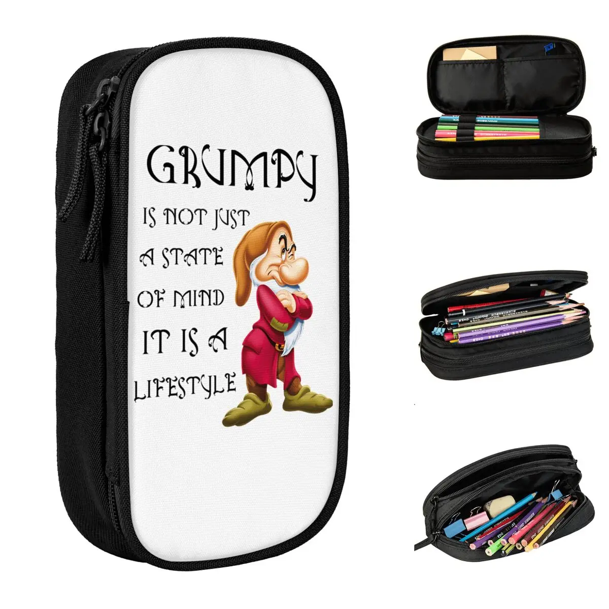 

Пеналы Grumpy Dwarf Белоснежка, забавная сумка для ручек для девочек и мальчиков, большая офисная косметичка для хранения