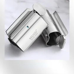 Toothpaste Tube Squeezer - Set of 2 Toothpaste Squeezer Rollers, Metal Toothpaste Tube Wringer Seat Holder Stand MUGU (Sliver)