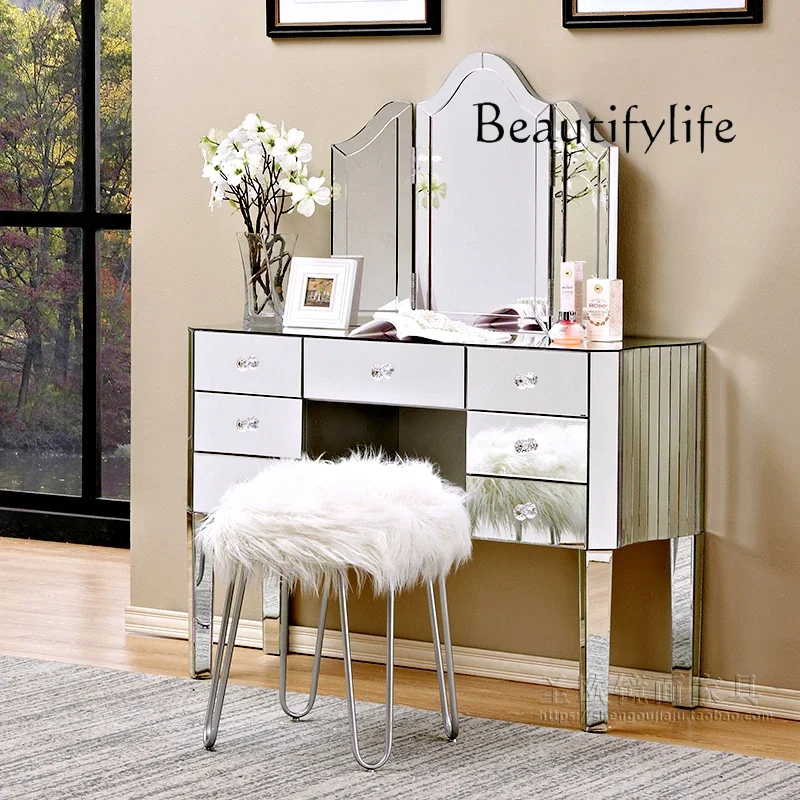 DMirror Dresser Storage Cabinet Integrated Dressing Table Modern Simple Small Apartment Bedroom Dressing Table