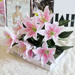 10 Heads Hot High Quality Colorful Fake Lilies Lilies Bouquet Wedding Decor Artificial Flowers