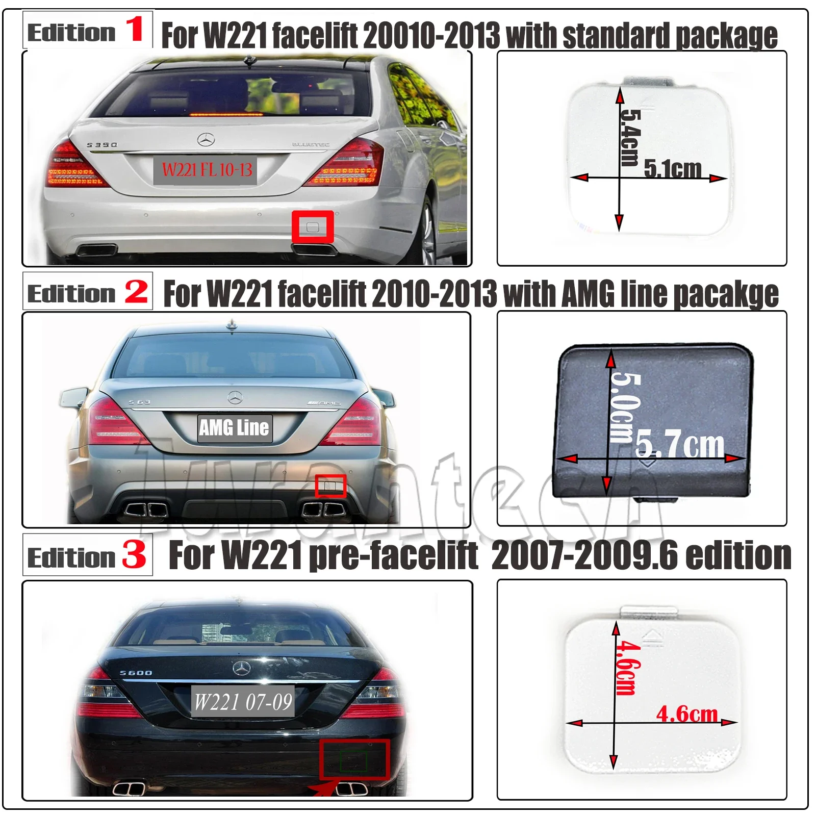 Capa de reboque traseira para 07-13 mercedes s w221 s280 s320 s350 s400 s420 s450 s500 s63 s65 pára-choques gancho olho tampa