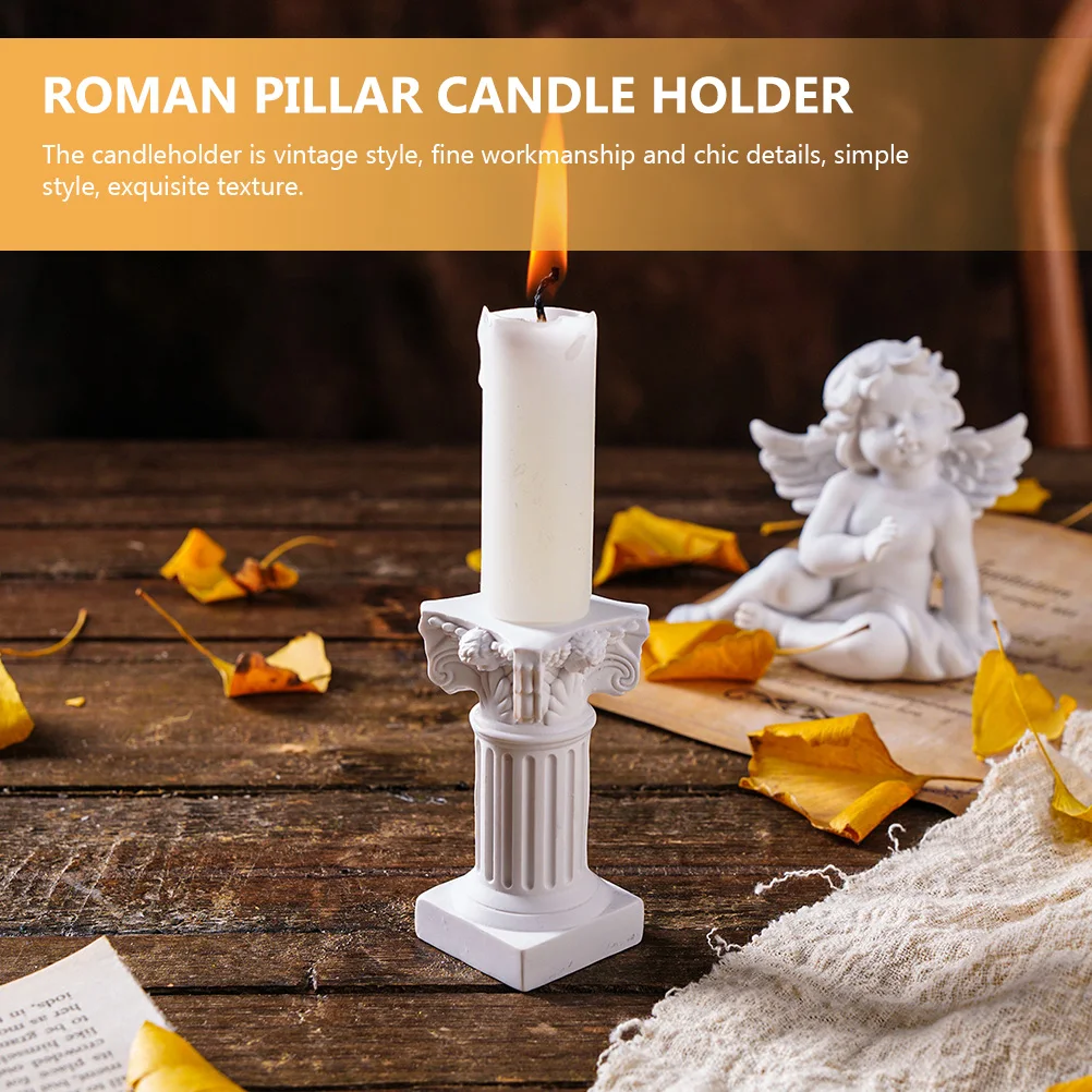 

Resin Statue Roman Pillar C Holder Vintage Home Decor Tealight St DesktopDecoration PracticalDurable HarmFree Odorless