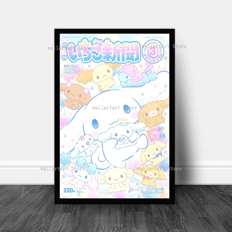 Sanrios periféricos kawaii kuromi olá kitty cartaz bonito minha melodia cinnamoroll pintura em tela impressões de arte de parede decoração de quarto de meninas