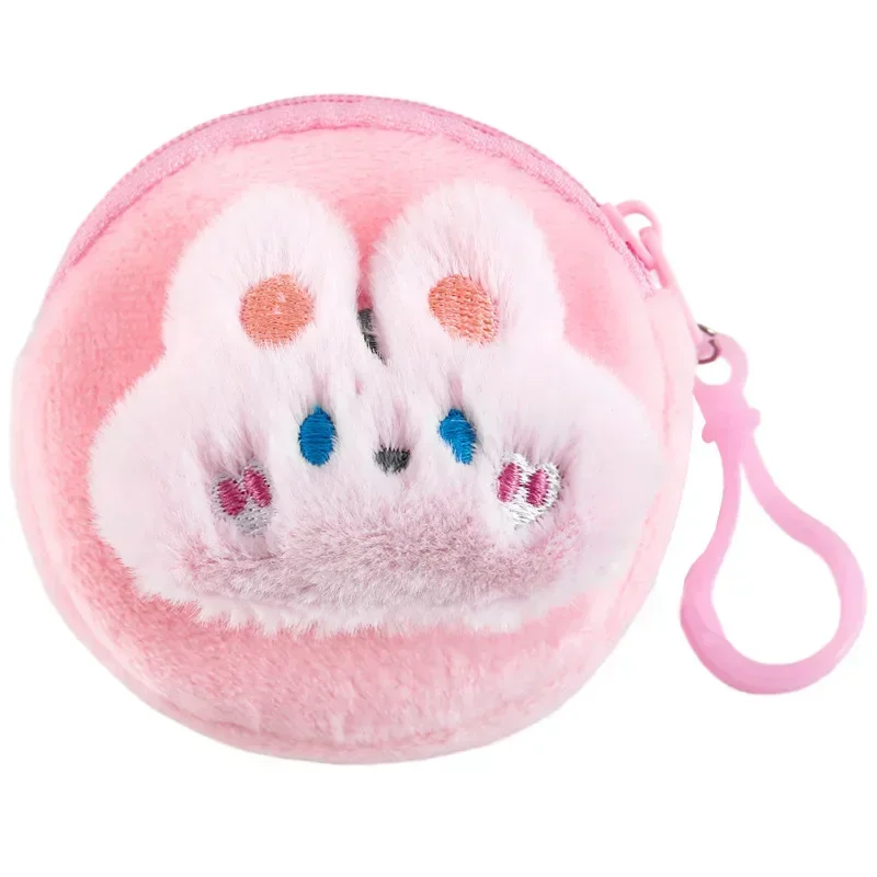 Cartoon Plush Coin Purse Cute Mini Soft Money Coin Storage Bag Student Earphone Key Headset  Bag with Bag Hook Birthday Gift