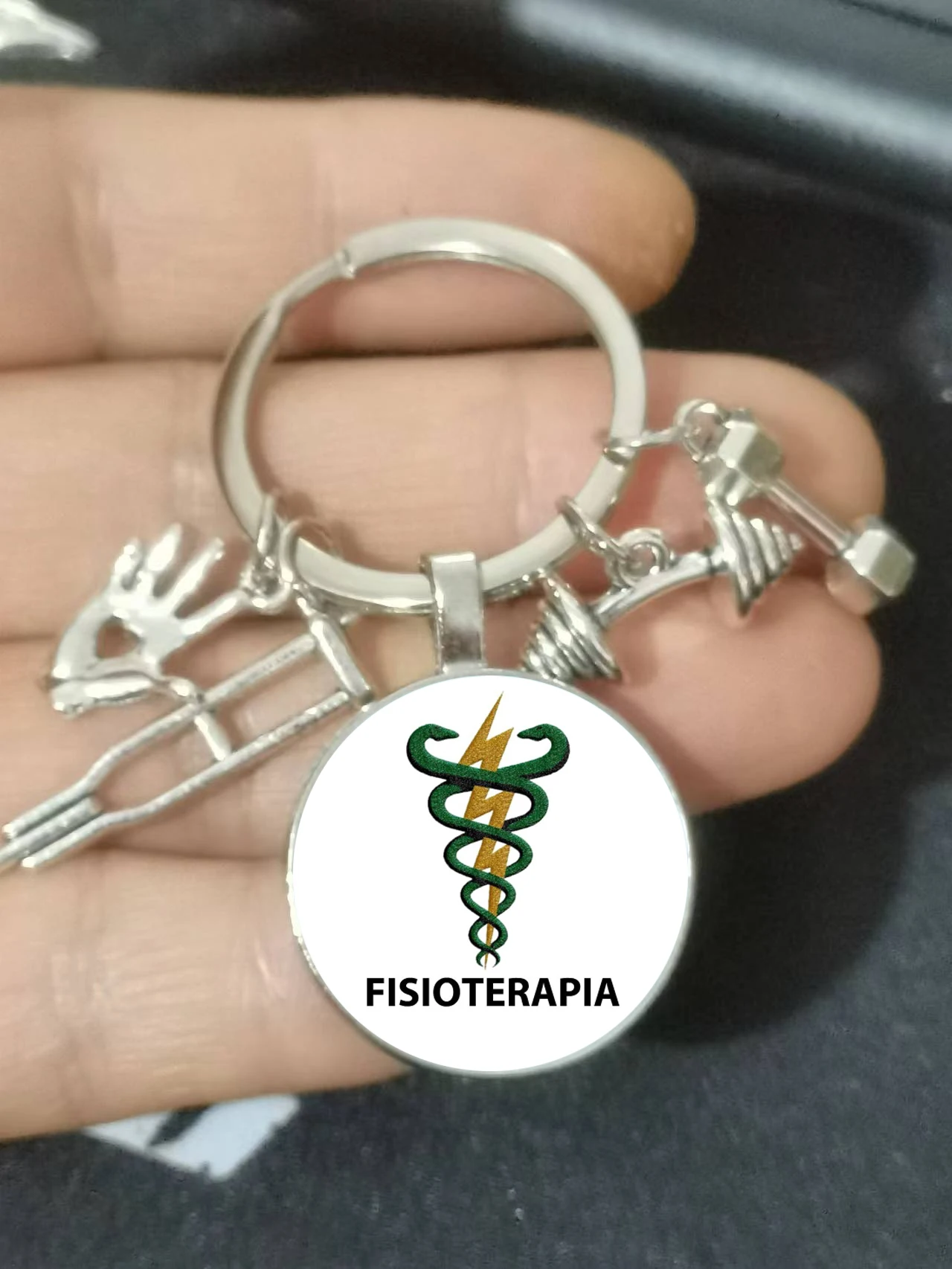 Rehabilitación, abducción, fuerza, familia, médico, llavero