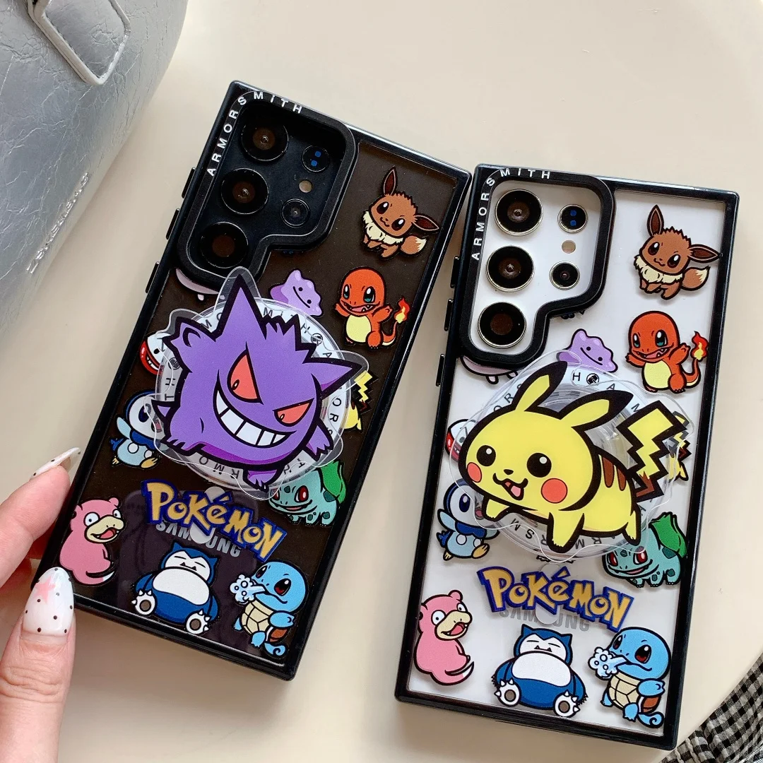 

Anime P-Pokemon Gengar Magnetic Stand Holder Shockproof Clear Case For Samsung Galaxy S25 S24 Ultra S23 FE Plus Back Cover﻿﻿﻿