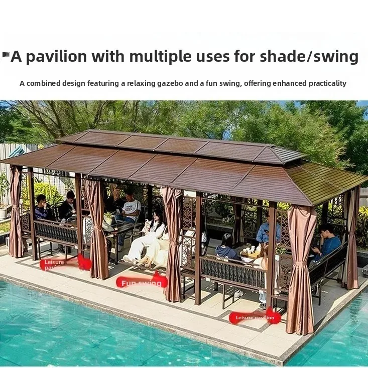 ww24 outdoor gazebo courtyard villa garden iron art outdoor leisure roof terrace aluminum alloy sunshade